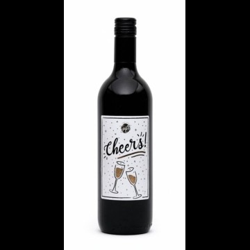 Wijn Rood met tekst: Cheers!